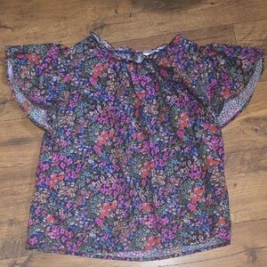 Time and Tru Floral Blouse - Purple and Red